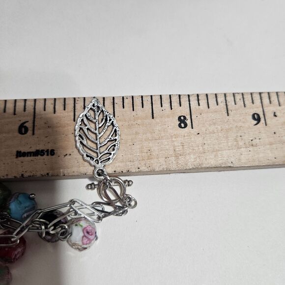 Paperclip Glass Bead Necklace Choker Rainbow Art Teacher Handmade 16" - Picture 4 of 4